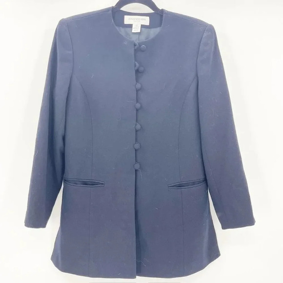 Jones New York Jackets & Blazers - Jones New York Mid Length Blazer Jacket Women's Size 8P Black Collarless